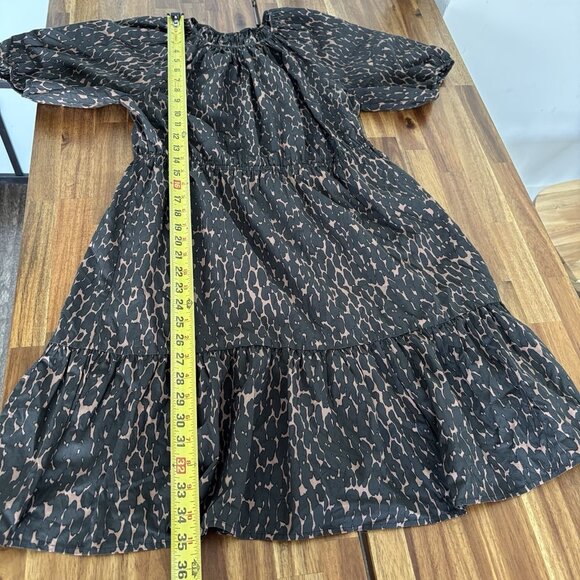 Rails khloe dress in savannah Puff Sleeves Animal Print Size Medium Preppy Boho - Picture 12 of 14